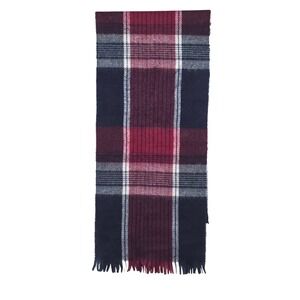 Luxury 100% Cashmere Plaid Scarf Made in England Men's Burgundy Navy White 48x12